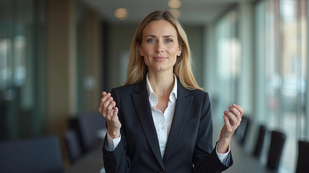 Ondernemersportret die presentatie geeft met zelfverzekerde houding in professionele conferentieruimte
